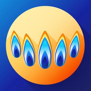 Gas flames vector icon, blue burning natural gas in the flat style. 스톡 일러스트