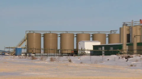 Gas flare and pumpjack at fracking site Stock Footage 47940066