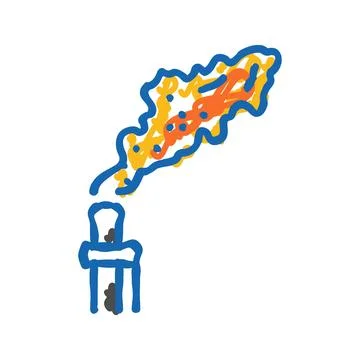 Gas flaring petroleum engineer icon doodle illustration Stock Illustration