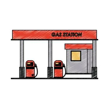 Gas fuel station scribble Stock Illustration
