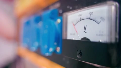 Gas generator voltmeter during engine start close-up with a blurred background Stock Footage 208247519