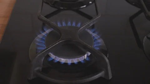 Gas going on a hob Stock Footage