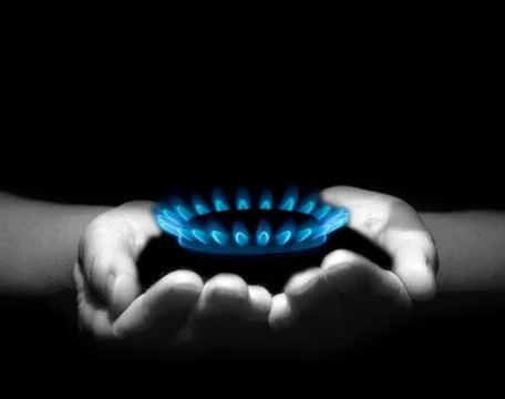 Gas in hands Foto stock