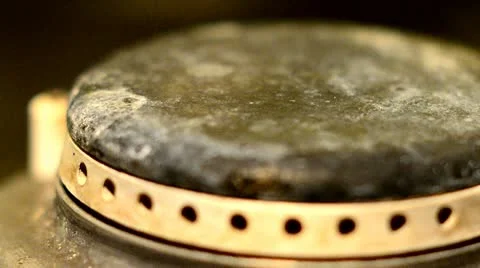 Gas hob on cooker igniting Stock Footage 10247308
