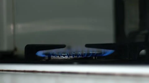 Gas hob in kitchen ignites Stock Footage 270463704