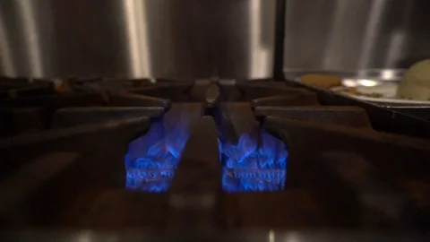 Gas hob at a professional kitchen Stock Footage 107324434