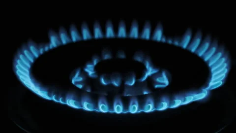 Gas Ignition on the Burner on a Dark Background, Close-up Stock Footage 171615091