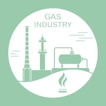 Gas industry equipment. Extraction, processing Stock Illustration
