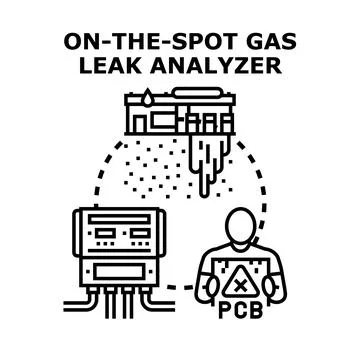 Gas leak detection device analyzing environmental contamination Stock Illustration