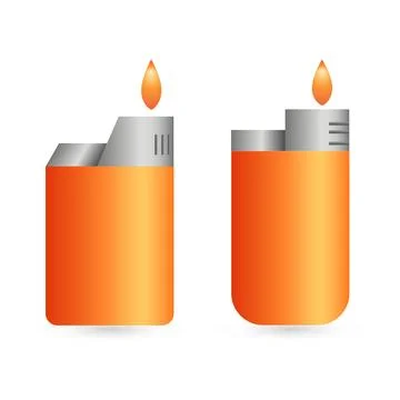 Gas lighter with burning flame. Vector illustration Illustrazione stock