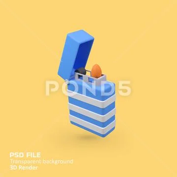 Gas lighter isolated 3d render icon illustration PSD Template