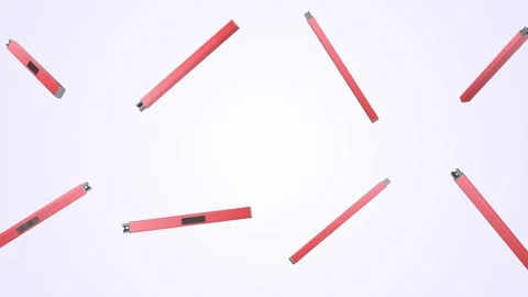 Gas Lighters Falling on a Light Background. Electric Lighter 3D. 4K Video stock 309127963