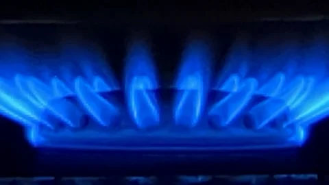 Gas lights up and burns with a blue flame. Stock Footage 238987989