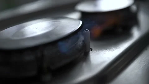 Gas lights up in stove Stock Footage 88246791