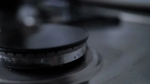 Gas lights up in stove1 Stock Footage 88246764