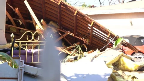 Gas Line Explodes Causing Damage to home Stock Footage 148515417