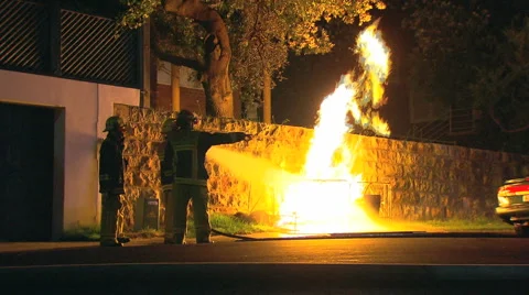 Gas Mains Fire &amp; Explosion PT1 Stock Footage 2182247