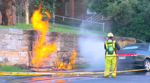 Gas Mains Fire &amp; Explosion PT12 Stock Footage 2201081