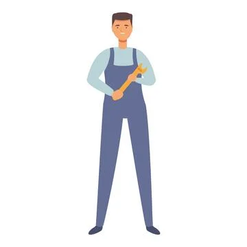 Gas man adjustable key icon cartoon vector. Engineer worker Illustrazione stock