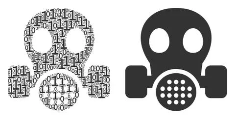 Gas Mask Composition of Binary Digits Illustrazione stock