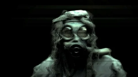 Gas Mask interference noise Stock Footage 72129146