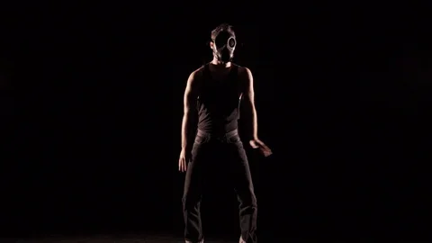 Gas mask man dance 2 art Stock Footage 89632663