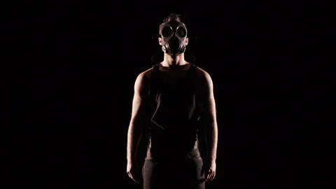 Gas mask man dance Stock Footage 89632505