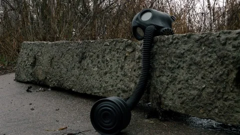 Gas mask pollution Stock Footage 123823556