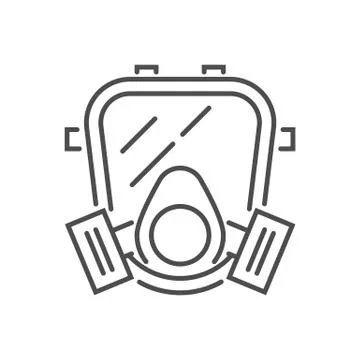 Gas mask related vector thin line icon. Stock Illustration