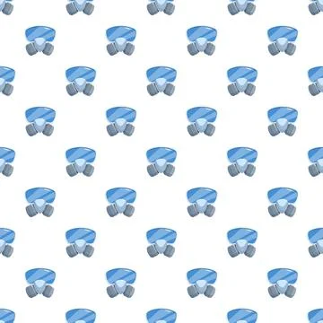 Gas mask respirators repeating pattern on white background Illustrazione stock
