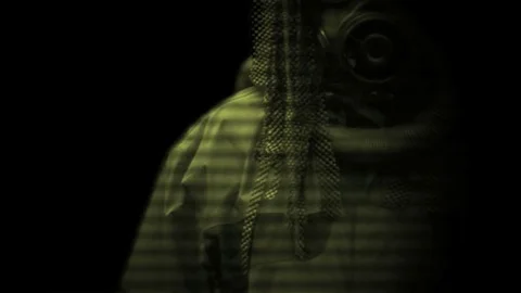 Gas mask shift blur 스톡 동영상 72129112