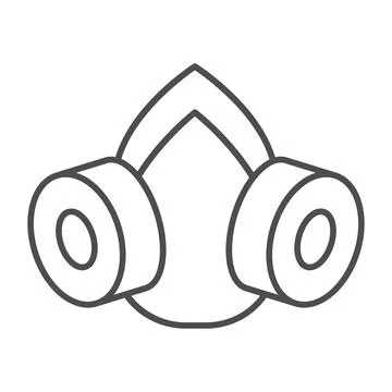 Gas mask thin line icon, pest control concept, Respirator sign on white Stock Illustration