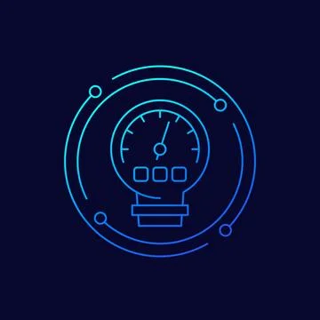 Gas meter icon, linear design Stock Illustration