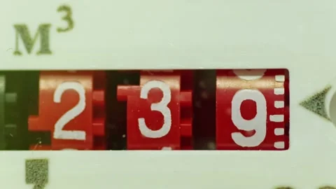 Gas meter red sector numbers counting consumption of fuel close up Stock Footage 201191761