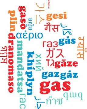 Gas multilanguage wordcloud background concept Stock Illustration