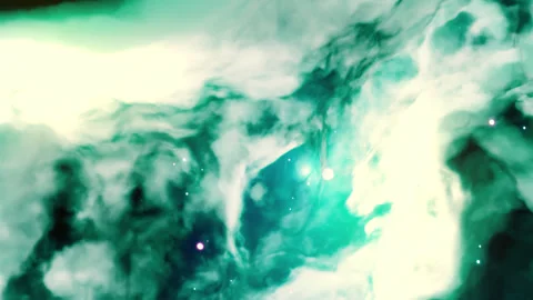 Gas nebula in deep space. turquoise nebulous gas cloud Stock Footage 313643469
