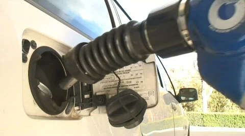 Gas Nozzle Fueling Car Stock Footage