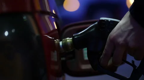 Gas nozzle removed from car Stock Footage 46168045
