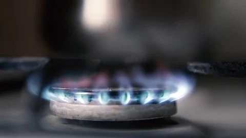 Gas Oven Top Burner Stove Fire Starting Stock Footage