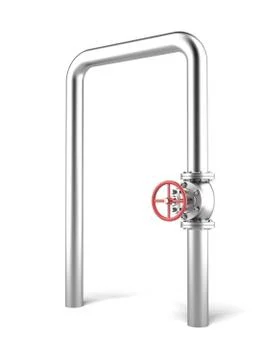 Gas pipe with a red valve Иллюстрация