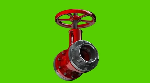 Gas pipe with a red valve isolated on green background Stock Footage 46891212