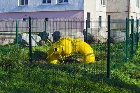 Gas pipe with valve Stock Photos