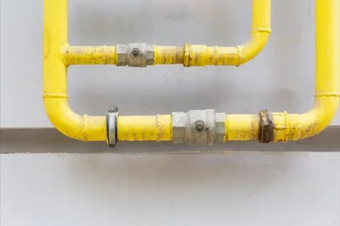Gas pipe on the wall Stock Photos