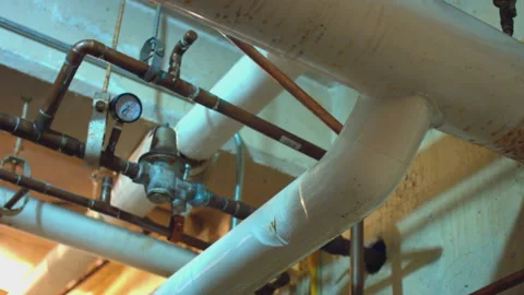 Gas pipeline in building Stock Footage 209622955