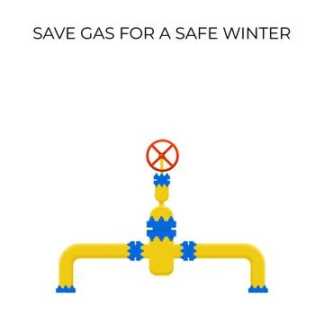 Gas pipeline construction background with text - save gas for a safe winter Stock Illustration