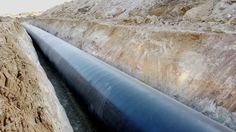 Gas Pipeline laid in into the ground Stock Footage