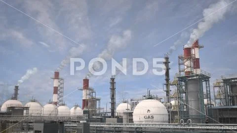 Gas powerhouse, spherical storage tanks, fictitious - industrial 3D ...