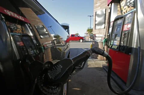 Gas prices decrease across the US state of Texas, Greenville, USA - 15 Aug 2019 Stock Photos