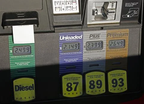 Gas prices decrease across the US state of Texas, Greenville, USA - 15 Aug 2019 Stock Photos