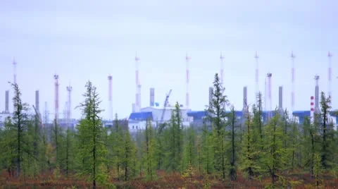 Gas Processing Plant Stock Footage 10837027